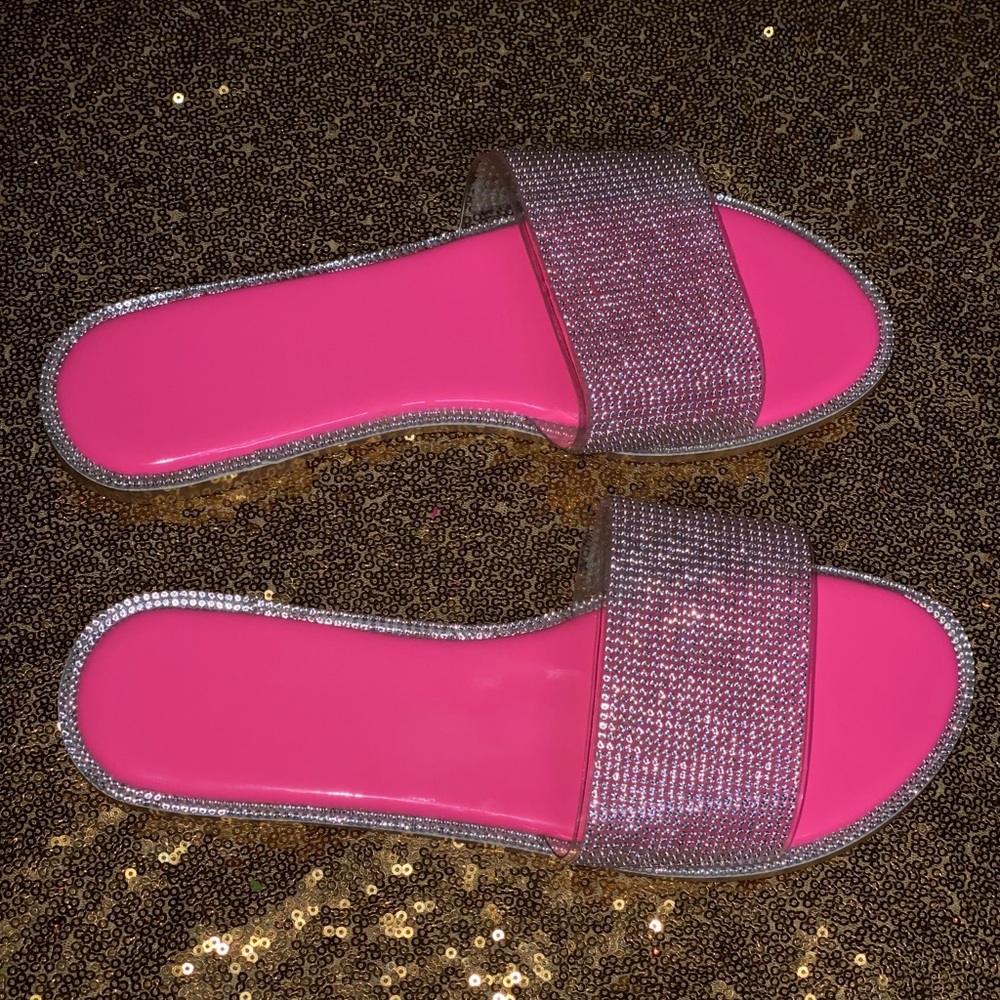 Pink Rhinestone Slippers - Picture 2 of 3
